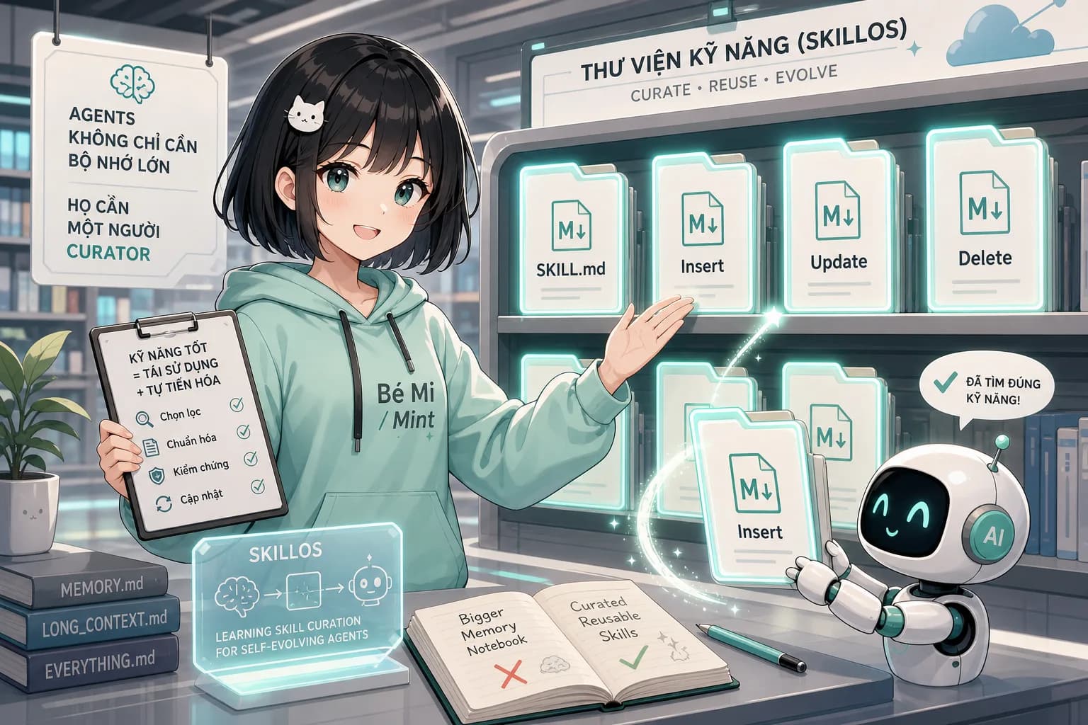 SkillOS: AI không chỉ cần trí nhớ, mà cần người thủ thư biết dọn ký ức