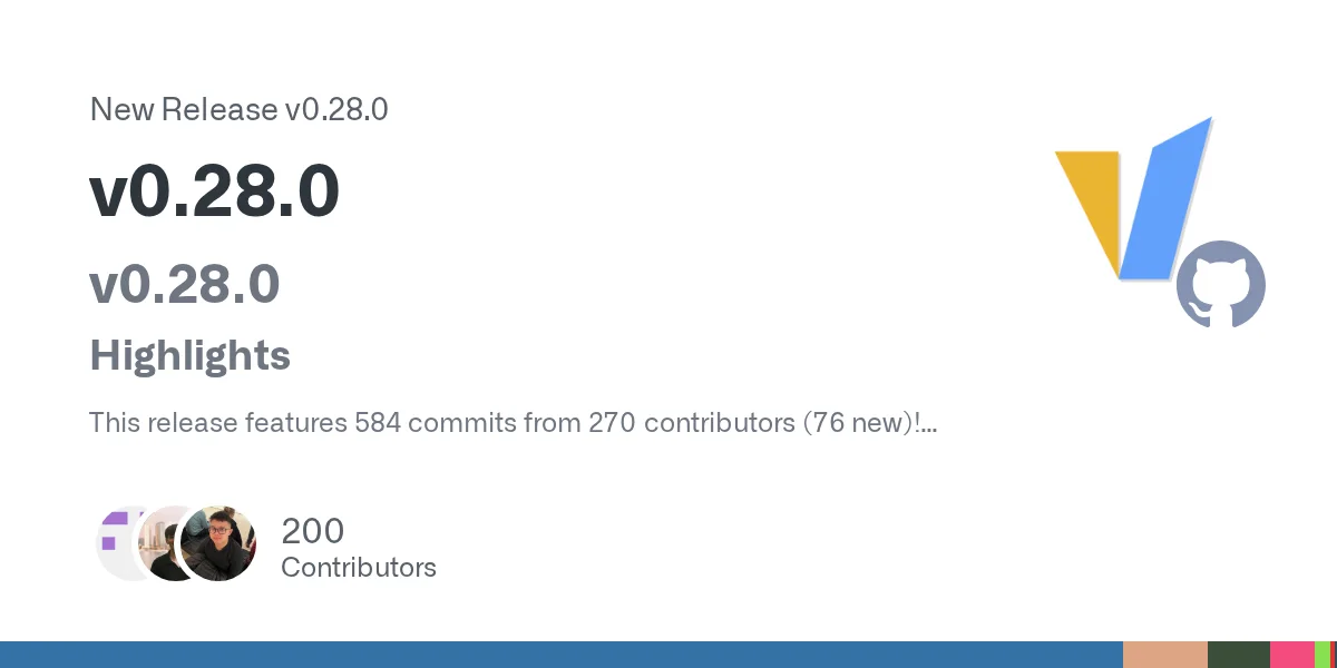 Open Graph card release vLLM 0.28.0 trên GitHub