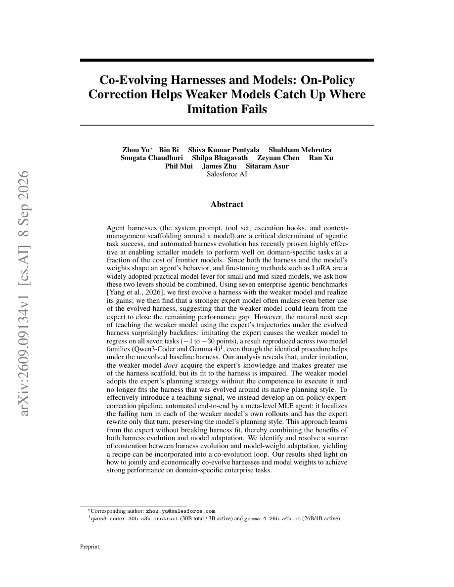 Trang đầu nghiên cứu Co-Evolving Harnesses and Models